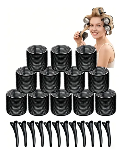 Kit De 24 Rulos Autoadhesivos Para Cabello Con Pinza
