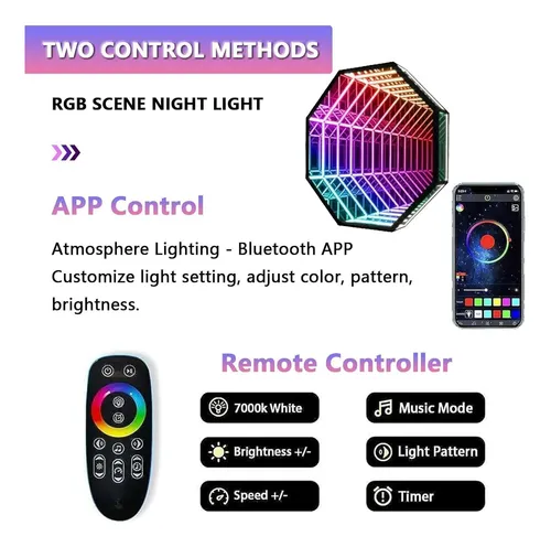 Luz Led Espejo Infinito 30cm Multicolor Para Ambiente