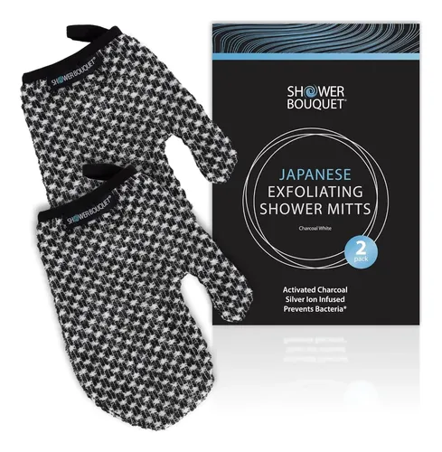 Guantes Exfoliantes Shower Bouquet 2-pack Carbón Y Plata