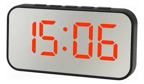 Reloj Despertador Digital LED Espejo KOABIT Alarma Pantalla LED Funciona con Pilas o USB Mesa Dormitorio Oficina Negro