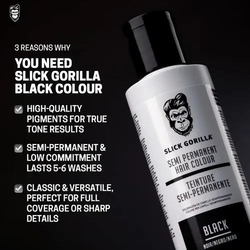 Tinte Semipermanente Negro Para Cabello Slick Gorilla