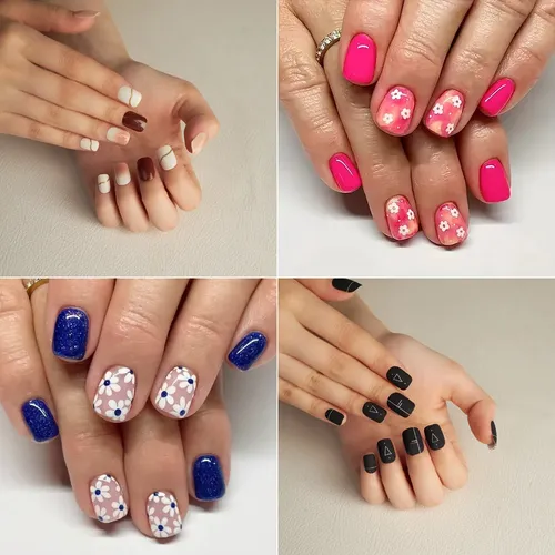 Uñas Press On Nails Veluna Reutilizables Diseños Variados Color Rose Spark