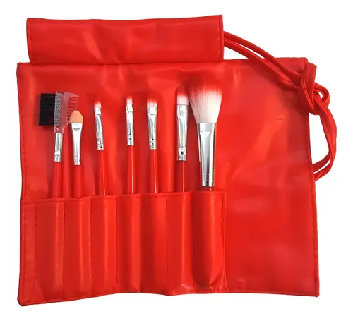 Set 7 Pinceles Profesional De Maquillaje Para Cartera