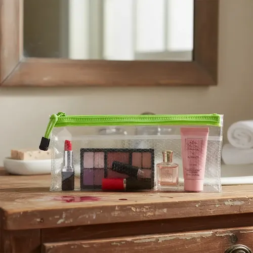 Neceser Transparente Organizador Maquillaje Costura Escolar Verde Porta Utiles Estuche Plastico Pvc Cierre Reforzado Viaje Transparente