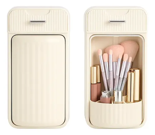 Organizador De Brochas Y Maquillaje Colgante – Antipolvo Color Beige