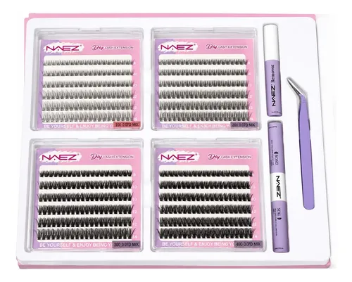 Mega Kit Pestañas Cluster Diy Naez 4 Blísteres Completo