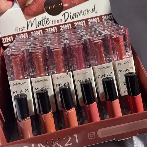 Labial Dúo 2 En 1 Pink 21 Diamond Matte Brillo Gloss
