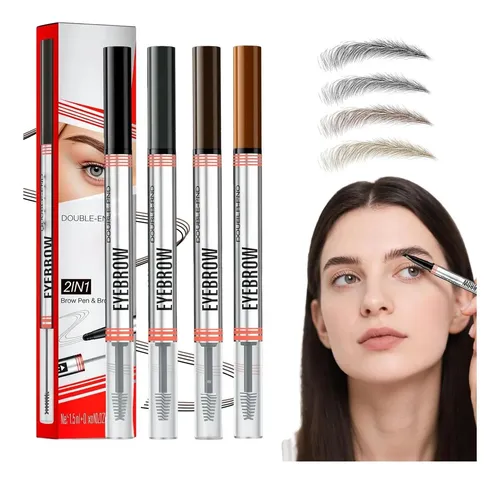 Lápiz Y Gel Para Cejas 2 En 1, Resistente Al Agua, 4 Piezas