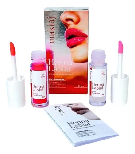 Henna Labial Makiaj Color Pink Lip Rosa Larga Duración Brillante