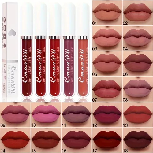 Set 10 Labiales Líquidos Mate Cmaadu Larga Duración 10pcs