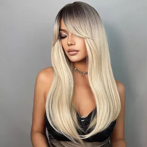 Pelucas De Cabello Sintético Rubio Ombré Para Mujeres -///