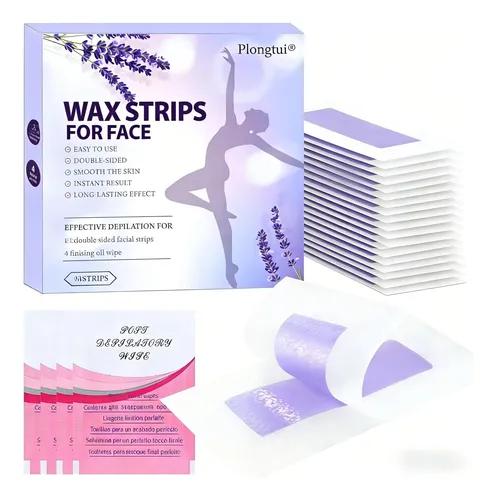 Tiras De Cera Facial Plongtui 40 Tiras Y 4 Toallitas De Acei