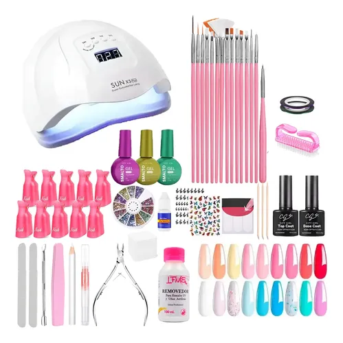 Kit 60 Completo Inicial Cabina 80w Uñas Semipermanente