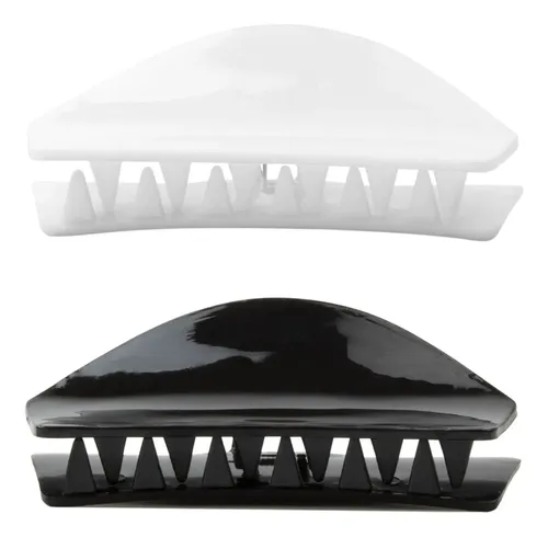 Broche Pelo Prensa Negro Blanco Diseño Liso Pack 12 Unidades