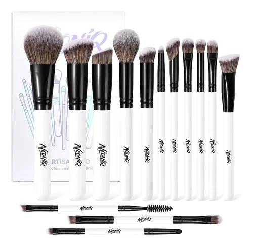 Set 14 Brochas Maquillaje Neoniq Cerdas Sintéticas Blanco