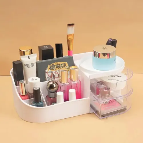 Organizador Maquillaje Cosméticos 5 Compartimientos+cajones Color Blanco