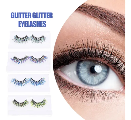 4pairs Vibrant Glitter Makeup Lashes For Full, Thick Look
