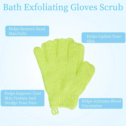 Guantes Exfoliantes De Baño Doble Cara 4 Pares Rosa Y Verde