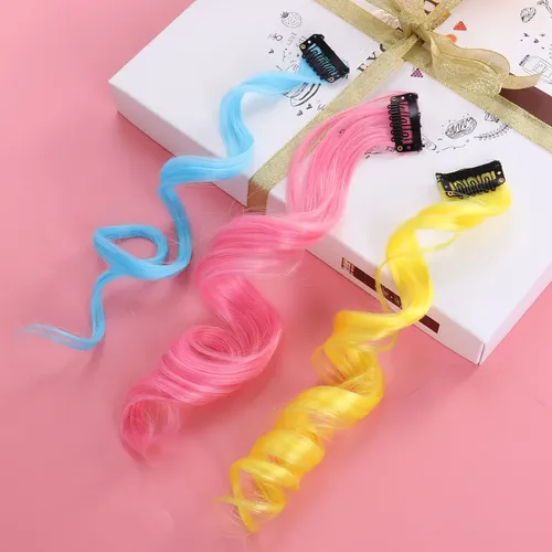 22 Extensiones De Cabello Rizado Con Clip De Colores