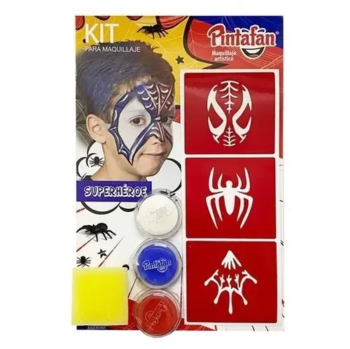 Kit Superheroe Spiderman Pintafan Maquillaje Hipoalergenico