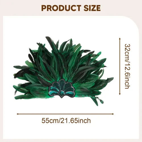 Tocado De Plumas Showgirl Verde Para Cosplay