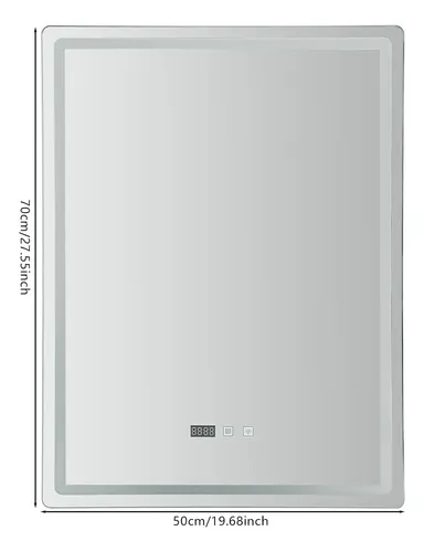 Espejo Led Baño Inteligente Antivaho 3 Colores 50x70cm