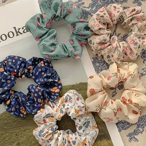 5 Diademas Tela Floral Con Temperamento – Para Fiesta Y Viaj Juego De Cinco Ligas Para El Cabello Para Mechones Sueltos