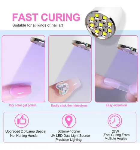 Lámpara Uv Led Para Uñas Gel X Inalámbrica 27w Blanco