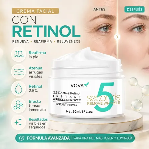 Crema Facial Retinol Reafirmante Antiarrugas 5 Seconds