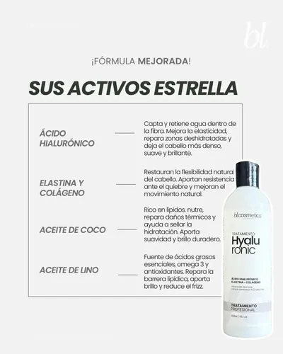 Tratamiento Capilar Acido Hialurónico Bl Cosmetics 1 Litro