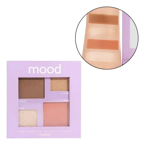 Paleta de coloretes para contorno e iluminador Mood Ruby Rose Tone Makeup Group 2