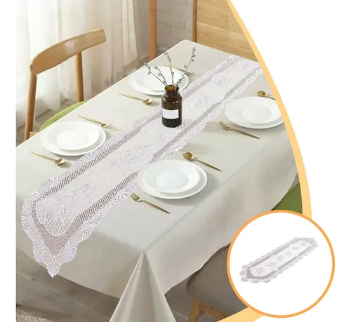 Bandera De Mesa De Encaje Hueca Blanca, Hermosa Pestaña Con
