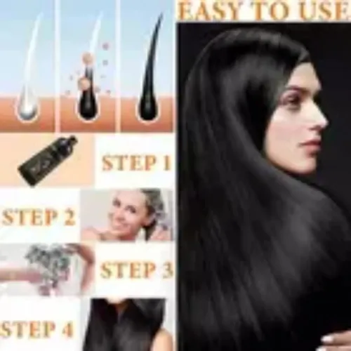 Shampoo Tinte Negro Herbal Para Cubrir Canas Y Reparar Cabe