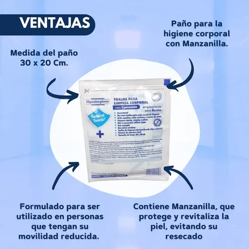 Paño Jabonoso Baño Fácil Toallita Manzanilla X 20 Unidades