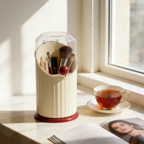 Soporte Para Brochas De Maquillaje, Recipiente De Almacenami