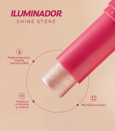 Iluminador En Stick Shine Stone Ruby Rose Pearly