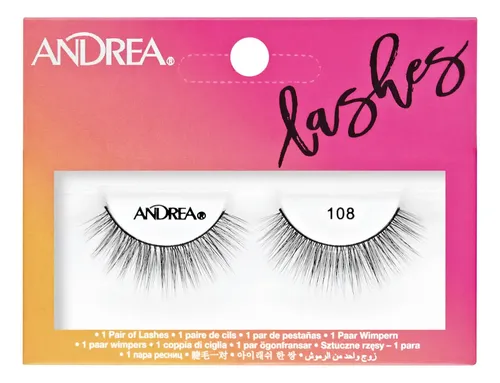 Tira De Pestañas Postizas Andrea Strip Lashes Negro N° 108