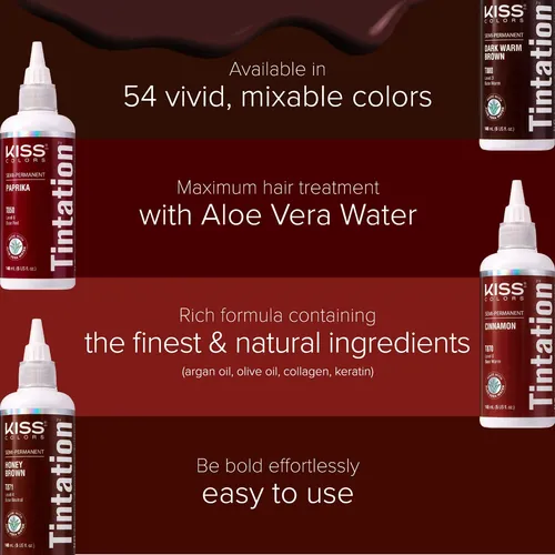 Tinte Semipermanente Para Cabello Red By Kiss Tintation, 5 O