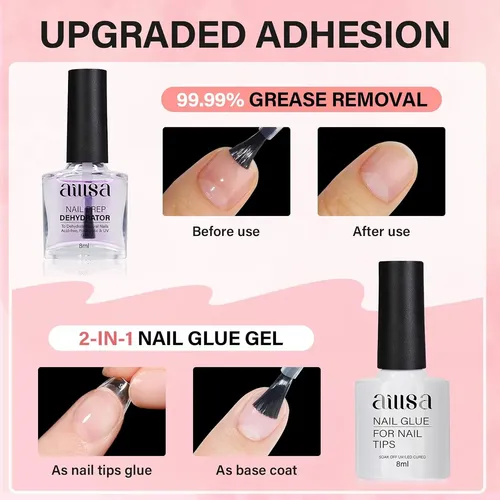 Kit Uñas Gel 240 Piezas Tips Blancos C/ Lámpara Led Uv