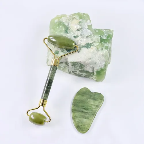 Jade Roller Masajeador Facial Y Piedra Gua Sha Skin Care