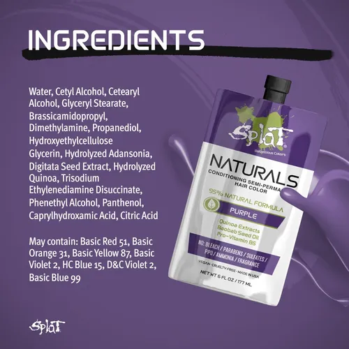 Tinte Para El Cabello Splat Naturals Purple 177 Ml