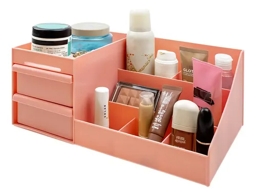 Organizador Maquillaje Cremas Escritorio Cajones . Color Rosa