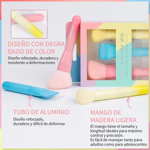 Set De 3 Brochas Ultrafinas Para Base De Maquillaje En Polvo Rosa