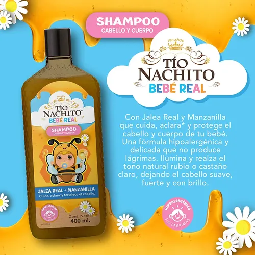Shampoo Tío Nachito Bebé Real 2en1: Pelo Y Cuerpo 400ml