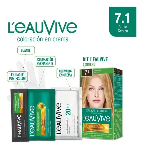 L’eau Vive Kit Tintura Coloración En Crema Tono 7.1 rubio ceniza
