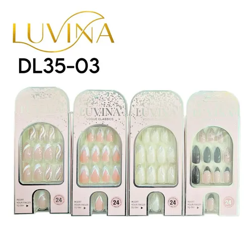 Press On Nails Kit 24 Uñas Postizas Con Adhesivos Luvina