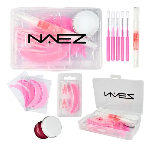 Kit Naez Insumos Pestañas con Parches Silicona Microcepillo Balm Curvatura C