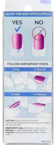Uñas Postizas Kiss Color FX Hidden Gem Almendrada Bordó Brillante de 30 Unidades