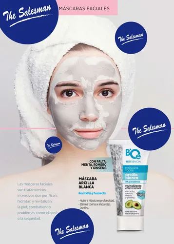 Máscara Facial Arcilla Blanca Con Palta Romero Menta Ginseng