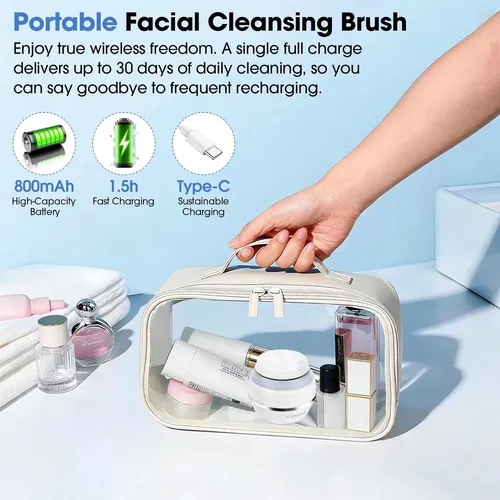 Limpiador Facial Eléctrico Recargable Blanco Impermeable